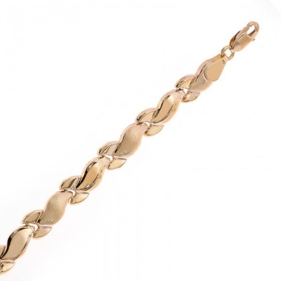 7.0mm 14K Yellow Gold Fancy Wave Link Bracelet - Picture 2 of 3